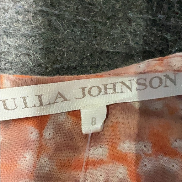 ULLA JOHNSON Orange Tie-Dye Knee Length Wrap Dress Size 8